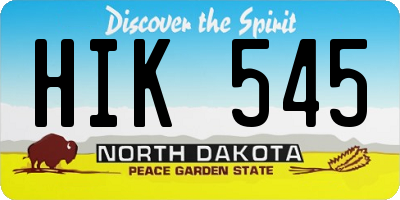 ND license plate HIK545