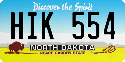 ND license plate HIK554