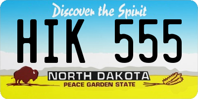 ND license plate HIK555