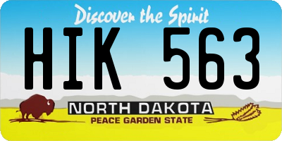 ND license plate HIK563