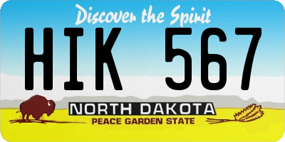 ND license plate HIK567