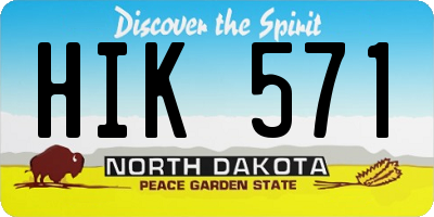 ND license plate HIK571