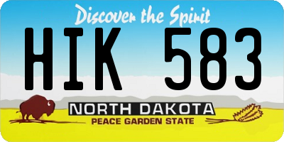 ND license plate HIK583