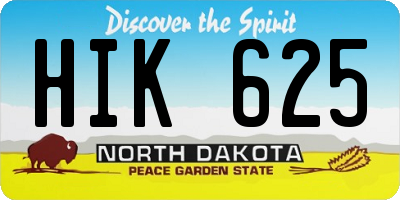 ND license plate HIK625