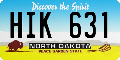 ND license plate HIK631