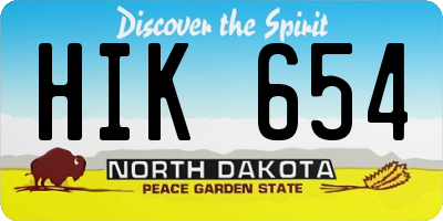 ND license plate HIK654