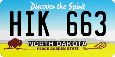 ND license plate HIK663