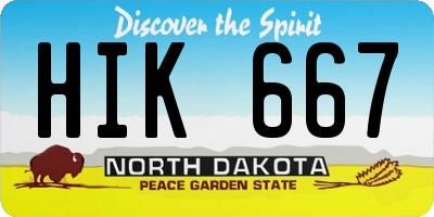 ND license plate HIK667