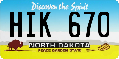 ND license plate HIK670