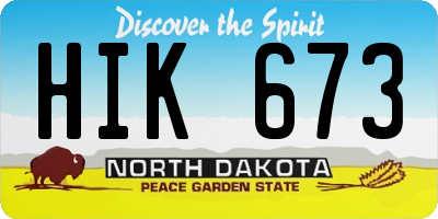 ND license plate HIK673