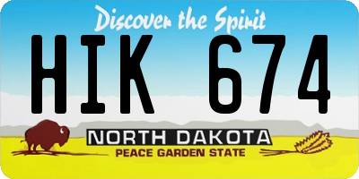 ND license plate HIK674