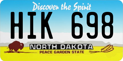 ND license plate HIK698