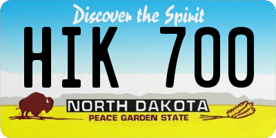 ND license plate HIK700