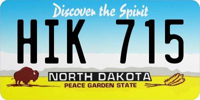 ND license plate HIK715