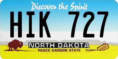 ND license plate HIK727