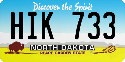 ND license plate HIK733