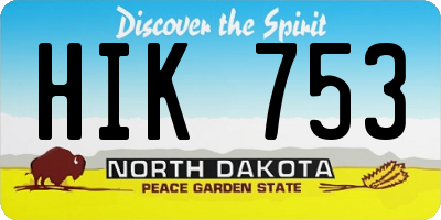 ND license plate HIK753