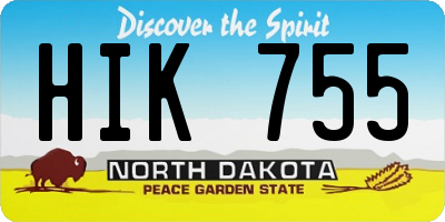 ND license plate HIK755