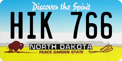 ND license plate HIK766