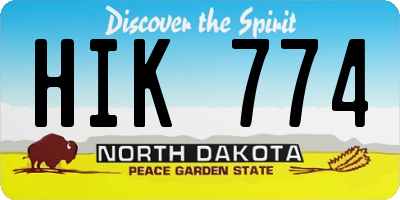 ND license plate HIK774