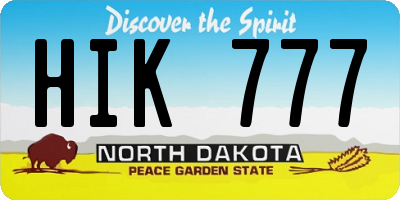 ND license plate HIK777