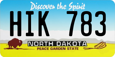 ND license plate HIK783