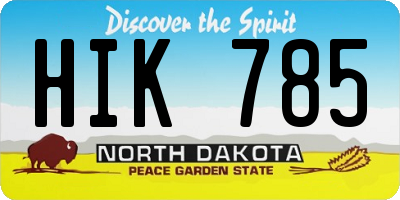 ND license plate HIK785