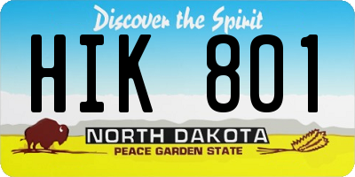 ND license plate HIK801