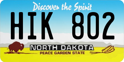ND license plate HIK802