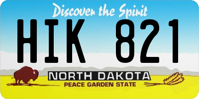 ND license plate HIK821