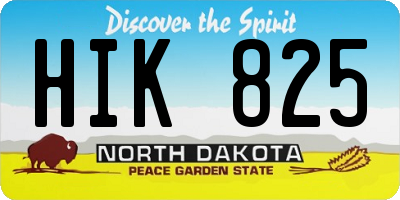 ND license plate HIK825
