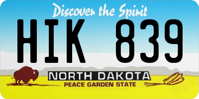 ND license plate HIK839