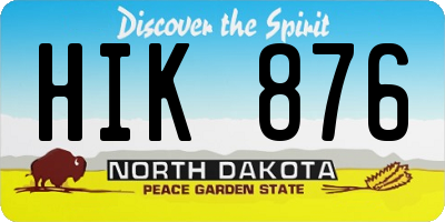 ND license plate HIK876