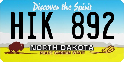 ND license plate HIK892