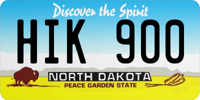 ND license plate HIK900