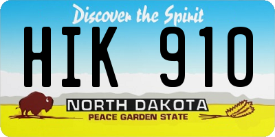 ND license plate HIK910