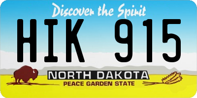 ND license plate HIK915