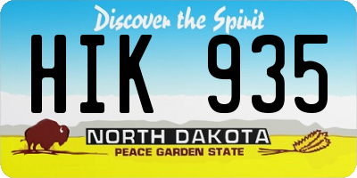 ND license plate HIK935
