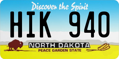 ND license plate HIK940