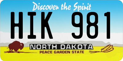 ND license plate HIK981