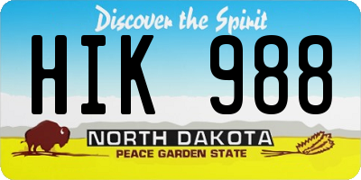 ND license plate HIK988