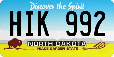 ND license plate HIK992