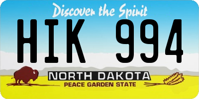 ND license plate HIK994