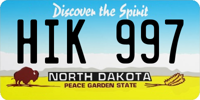 ND license plate HIK997