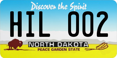 ND license plate HIL002