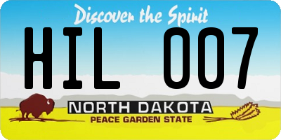 ND license plate HIL007