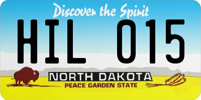 ND license plate HIL015