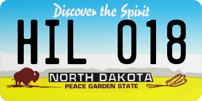ND license plate HIL018