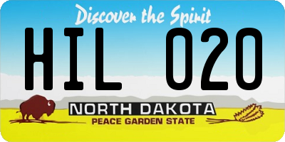 ND license plate HIL020