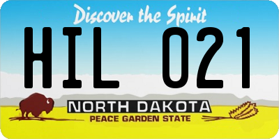ND license plate HIL021
